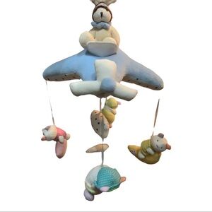 Shiloh Charming Blue and White Stuffed Airplane Musical Crib Mobile